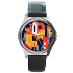 Abstract Pattern Design Round Metal Watch