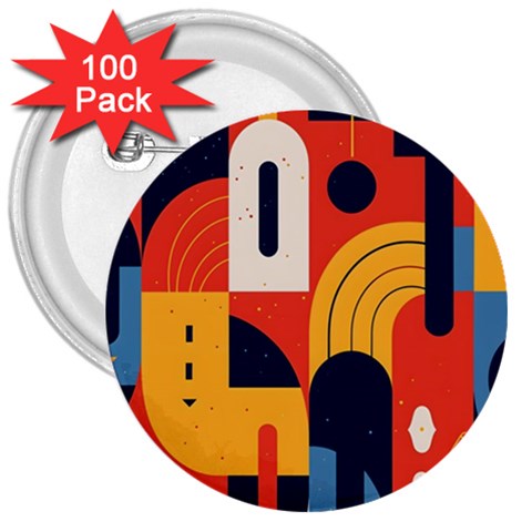 Abstract Pattern Design 3  Buttons (100 pack)  from ArtsNow.com Front