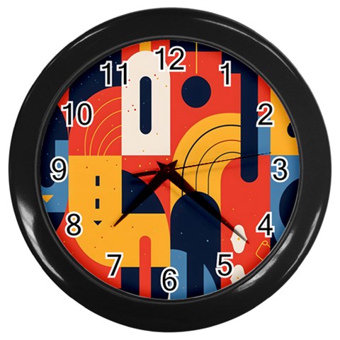 Abstract Pattern Design Wall Clock (Black) from ArtsNow.com Front