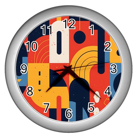 Abstract Pattern Design Wall Clock (Silver) from ArtsNow.com Front