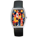 Abstract Pattern Design Barrel Style Metal Watch