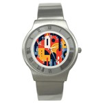 Abstract Pattern Design Stainless Steel Watch