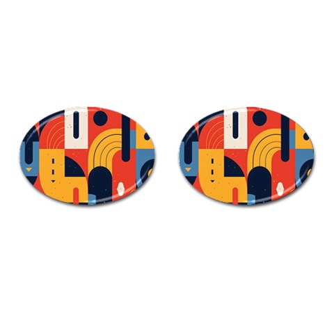 Abstract Pattern Design Cufflinks (Oval) from ArtsNow.com Front(Pair)