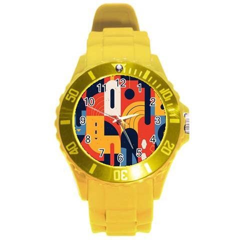 Abstract Pattern Design Round Plastic Sport Watch (L) from ArtsNow.com Front