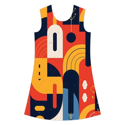 Abstract Pattern Design Kids  Short Sleeve Velvet Dress from ArtsNow.com Front