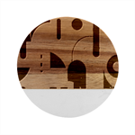 Abstract Pattern Design Marble Wood Coaster (Round)