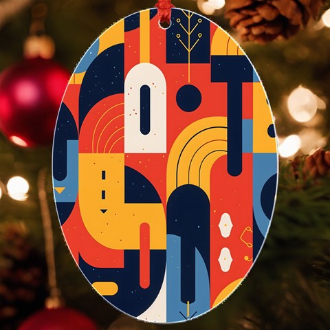 Abstract Pattern Design UV Print Acrylic Ornament Oval from ArtsNow.com Front