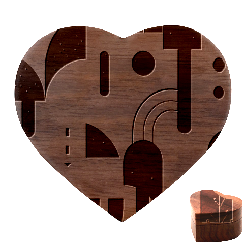 Abstract Pattern Design Heart Wood Jewelry Box from ArtsNow.com Front