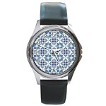 Tiles Abstract Pattern Texture Design Round Metal Watch