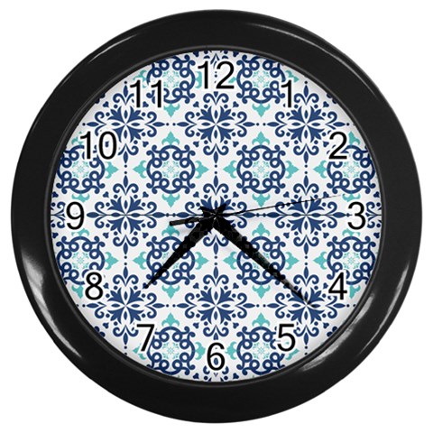 Tiles Abstract Pattern Texture Design Wall Clock (Black) from ArtsNow.com Front