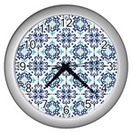 Tiles Abstract Pattern Texture Design Wall Clock (Silver)