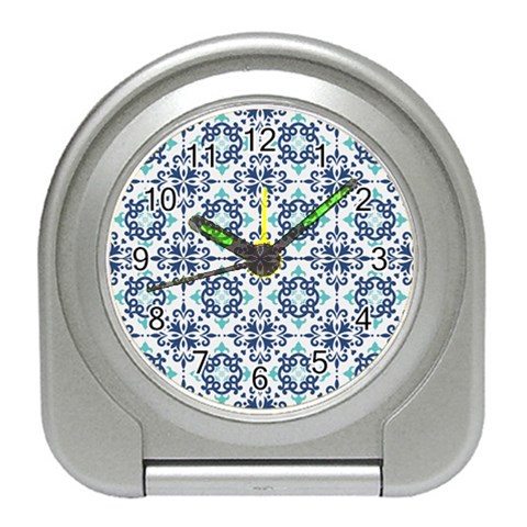 Tiles Abstract Pattern Texture Design Travel Alarm Clock from ArtsNow.com Front