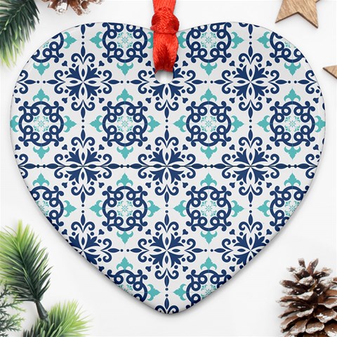 Tiles Abstract Pattern Texture Design Heart Ornament (Two Sides) from ArtsNow.com Front