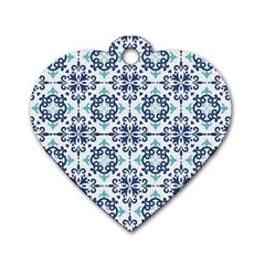 Tiles Abstract Pattern Texture Design Dog Tag Heart (Two Sides) from ArtsNow.com Front