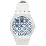 Tiles Abstract Pattern Texture Design Round Plastic Sport Watch (M)