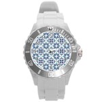 Tiles Abstract Pattern Texture Design Round Plastic Sport Watch (L)