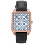 Tiles Abstract Pattern Texture Design Rose Gold Leather Watch 