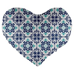 Tiles Abstract Pattern Texture Design Large 19  Premium Flano Heart Shape Cushions from ArtsNow.com Front