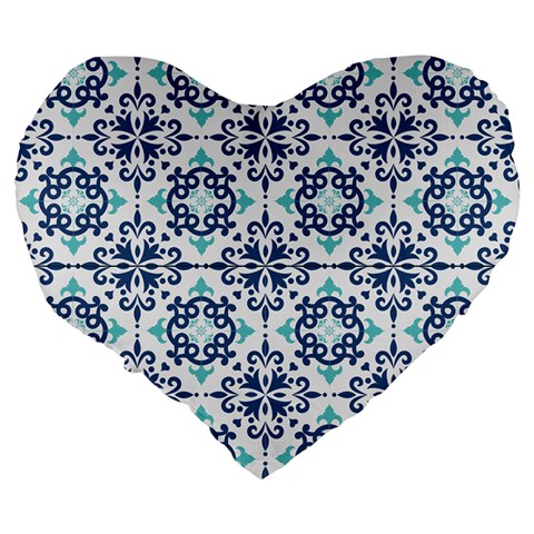 Tiles Abstract Pattern Texture Design Large 19  Premium Flano Heart Shape Cushions from ArtsNow.com Back