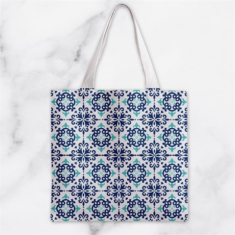 Tiles Abstract Pattern Texture Design Zipper Grocery Tote Bag from ArtsNow.com Front