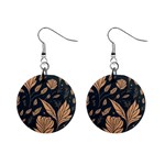 Background Pattern Leaves Texture Mini Button Earrings