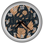 Background Pattern Leaves Texture Wall Clock (Silver)