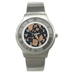 Background Pattern Leaves Texture Stainless Steel Watch