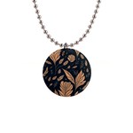 Background Pattern Leaves Texture 1  Button Necklace