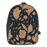 Background Pattern Leaves Texture School Bag (Large)