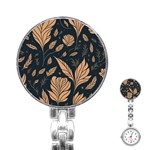 Background Pattern Leaves Texture Stainless Steel Nurses Watch