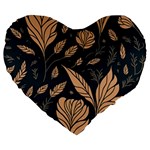 Background Pattern Leaves Texture Large 19  Premium Flano Heart Shape Cushions