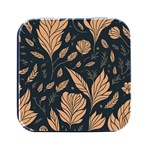 Background Pattern Leaves Texture Square Metal Box (Black)