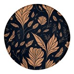 Background Pattern Leaves Texture Round Glass Fridge Magnet (4 pack)