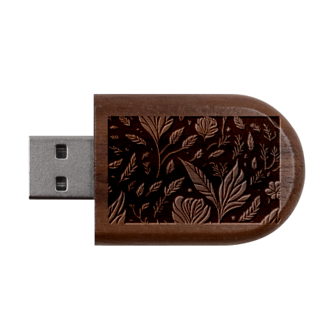 Background Pattern Leaves Texture Wood Oval USB Flash Drive from ArtsNow.com USB