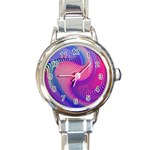 Swirl Twirl Design Pattern Purple Round Italian Charm Watch