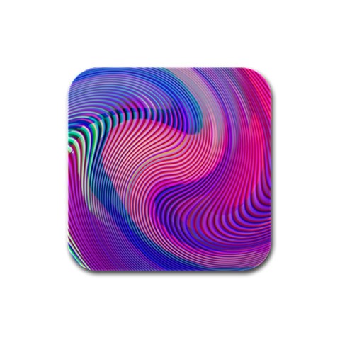 Swirl Twirl Design Pattern Purple Rubber Square Coaster (4 pack) from ArtsNow.com Front