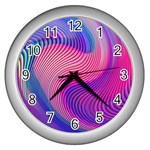 Swirl Twirl Design Pattern Purple Wall Clock (Silver)