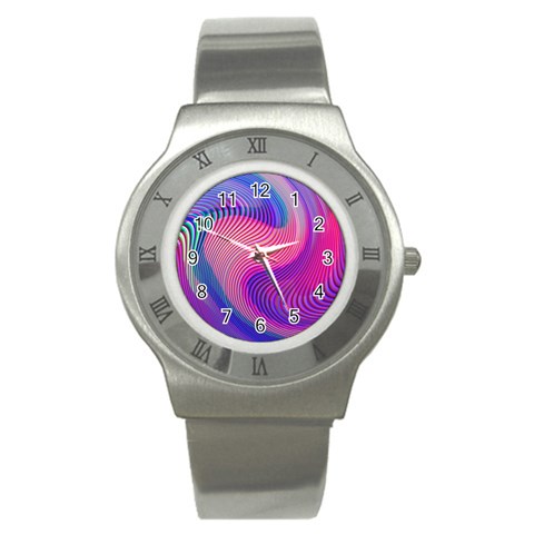 Swirl Twirl Design Pattern Purple Stainless Steel Watch from ArtsNow.com Front