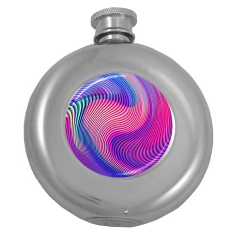 Swirl Twirl Design Pattern Purple Round Hip Flask (5 oz) from ArtsNow.com Front