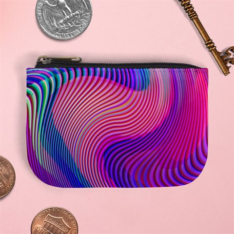 Swirl Twirl Design Pattern Purple Mini Coin Purse from ArtsNow.com Front