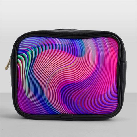 Swirl Twirl Design Pattern Purple Mini Toiletries Bag (One Side) from ArtsNow.com Front