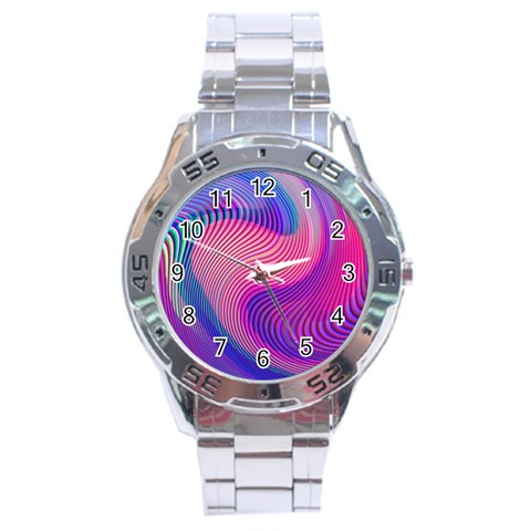 Swirl Twirl Design Pattern Purple Stainless Steel Analogue Watch from ArtsNow.com Front