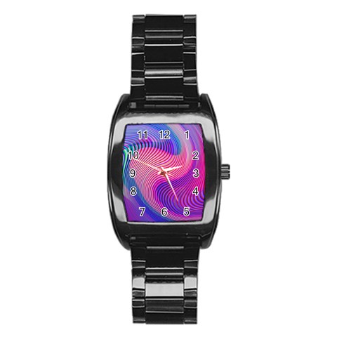 Swirl Twirl Design Pattern Purple Stainless Steel Barrel Watch from ArtsNow.com Front