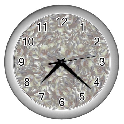 Fantasy floral random pattern Wall Clock (Silver) from ArtsNow.com Front