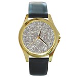 Fantasy floral random pattern Round Gold Metal Watch