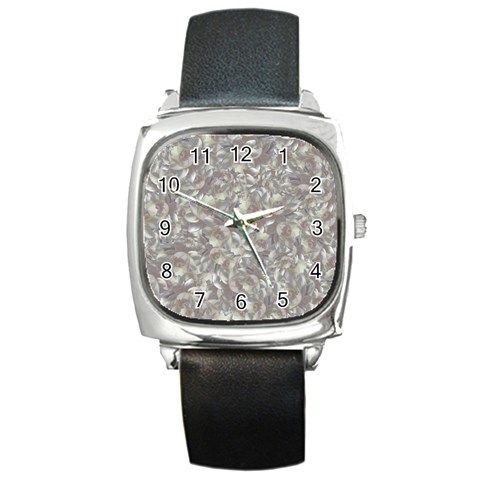 Fantasy floral random pattern Square Metal Watch from ArtsNow.com Front