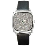 Fantasy floral random pattern Square Metal Watch