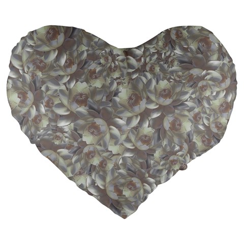 Fantasy floral random pattern Large 19  Premium Heart Shape Cushions from ArtsNow.com Front