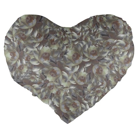 Fantasy floral random pattern Large 19  Premium Heart Shape Cushions from ArtsNow.com Back