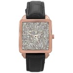 Fantasy floral random pattern Rose Gold Leather Watch 